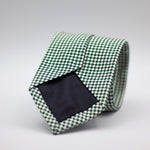 Drake's for Cruciani e Bella 100% Silk Jacquard  Emeral green and white optical tie Handmade in London, England 8 cm x 148 cm