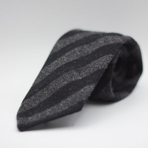 Cruciani & Bella 100% Shetland Tweed  Unlined Hand rolled blades Grey and Black stripes Handmade in Italy 8 cm x 150 cm