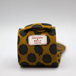 Cruciani & Bella 100%  Printed Wool  Unlined Hand rolled blades Yellow, Green and Dark Brown Motifs Tie Handmade in Italy