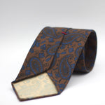 Cruciani & Bella  100% Printed Madder Silk  Italian fabric  Unlined tie Brown, Blue Motifs Handmade in Italy 8 cm x 150 cm #7497