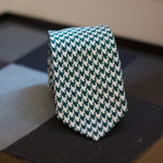 Cruciani & Bella 100% silk Tipped 3-Folds High Forrest Green Dogtooth Tie Handmade in Como, Italy 8 cm x 150 cm