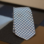 Cruciani & Bella 100% silk Tipped 3-Folds High Cobalt Blue Dogtooth Tie Handmade in Como, Italy 8 cm x 150 cm