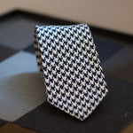 Cruciani & Bella 100% silk Tipped 3-Folds High Navy Dogtooth Tie Handmade in Como, Italy 8 cm x 150 cm