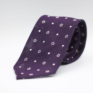 Cruciani & Bella 100% Silk Garza Fina Woven in Italy Unlined Hand rolled blades Purple and White Moti Handmade in Italy 8 cm x 150 cm