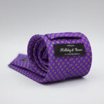Holliday & Brown for Cruciani & Bella 100% printed Silk Self Tipped Purple with White and Red daisies tie Handmade in Italy 8 cm x 150 cm