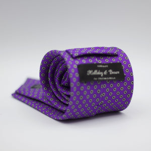 Holliday & Brown for Cruciani & Bella 100% printed Silk Self Tipped Purple with White and Red daisies tie Handmade in Italy 8 cm x 150 cm