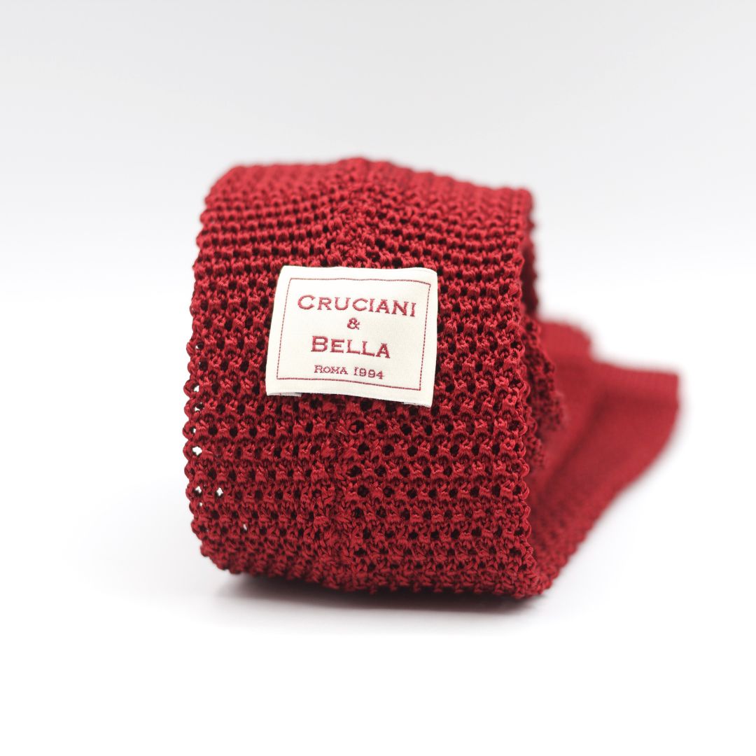 Cruciani & Bella - Knitted Silk - Red tie 