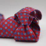 Cruciani & Bella 100% Woven Jacquard Silk Unlined Red, Blue, light blue and White Unlined Tie Handmade in England 8 x 153 cm