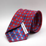 Cruciani & Bella 100% Woven Jacquard Silk Unlined Red, Blue, light blue and White Unlined Tie Handmade in England 8 x 153 cm