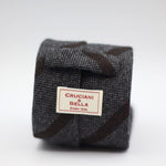 Cruciani & Bella 100% Shetland Tweed  Unlined Hand rolled blades Grey and Brown stripes Handmade in Italy 8 cm x 150 cm