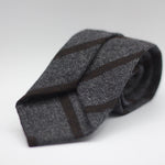 Cruciani & Bella 100% Shetland Tweed  Unlined Hand rolled blades Grey and Brown stripes Handmade in Italy 8 cm x 150 cm