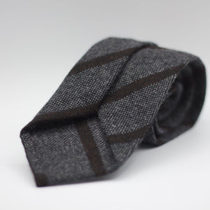 Cruciani & Bella 100% Shetland Tweed  Unlined Hand rolled blades Grey and Brown stripes Handmade in Italy 8 cm x 150 cm