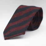 Cruciani & Bella 100% Shetland Tweed  Unlined Hand rolled blades Red and Navy stripes Handmade in Italy 8 cm x 150 cm