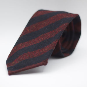 Cruciani & Bella 100% Shetland Tweed  Unlined Hand rolled blades Red and Navy stripes Handmade in Italy 8 cm x 150 cm