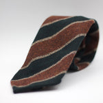 Cruciani & Bella 100% Shetland Tweed  Unlined Hand rolled blades Green and Rust stripes Handmade in Italy 8 cm x 150 cm