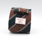 Cruciani & Bella 100% Shetland Tweed  Unlined Hand rolled blades Green and Rust stripes Handmade in Italy 8 cm x 150 cm