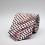 Holliday & Brown for Cruciani & Bella 100% printed Silk Self Tipped White, Red and Light Blue motif tie Handmade in Italy 8 cm x 150 cm