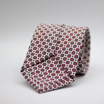 Holliday & Brown for Cruciani & Bella 100% printed Silk Self Tipped White, Red and Light Blue motif tie Handmade in Italy 8 cm x 150 cm