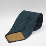 Cruciani & Bella 100%  Printed Wool  Unlined Hand rolled blades Petrol Green, Black  Motifs Tie  Handmade in Italy 8 cm x 150 cm