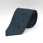 Cruciani & Bella 100%  Printed Wool  Unlined Hand rolled blades Petrol Green, Black  Motifs Tie  Handmade in Italy 8 cm x 150 cm