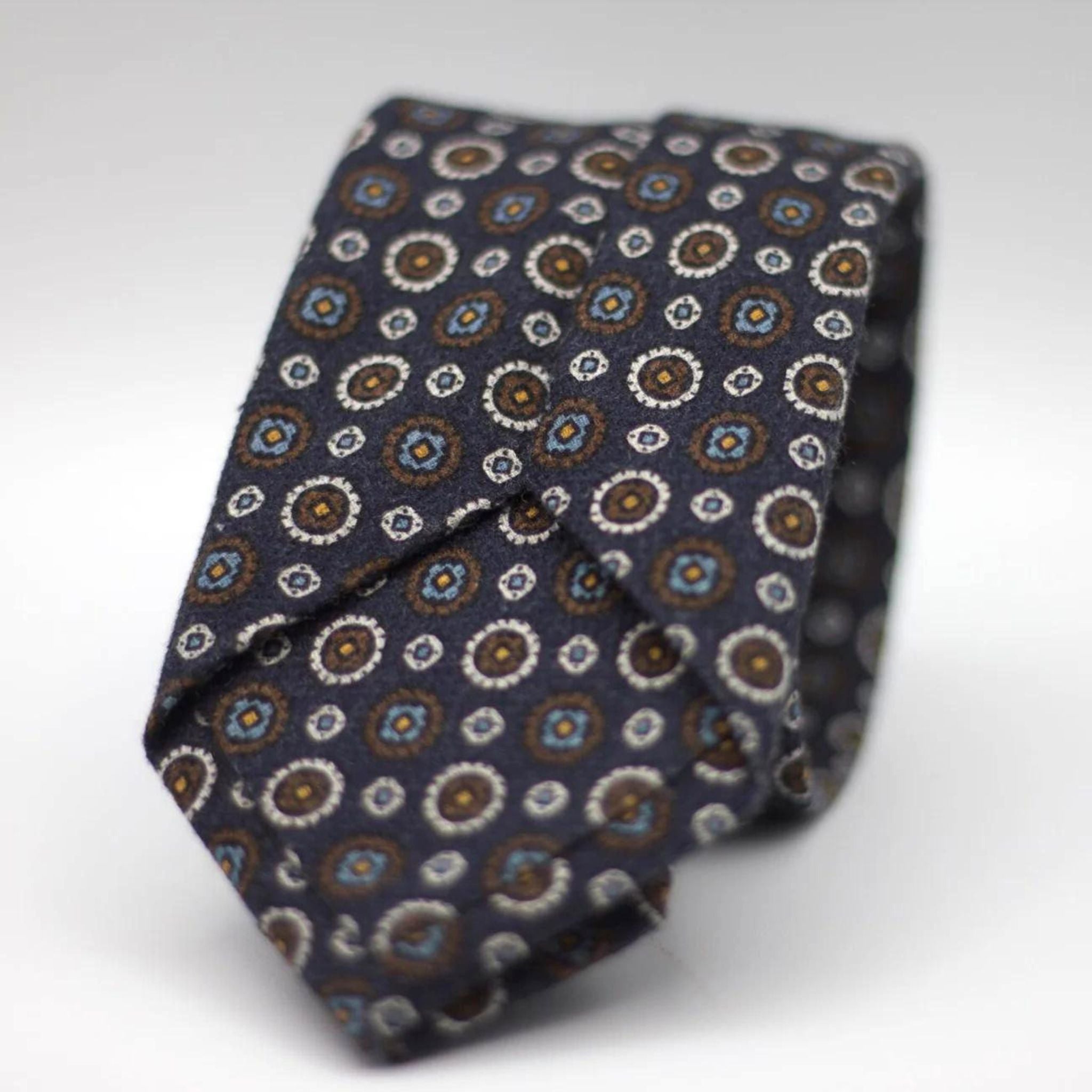 Blue with Brown, Blue, Yellow and White motif tie