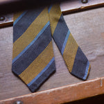 Cruciani & Bella - Silk Garza grossa Unlined - Blue, Light Blue and Gold Striped Tie #8671