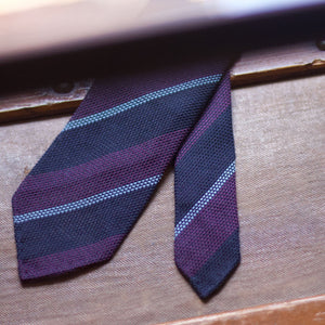 Cruciani & Bella - Silk Garza grossa Unlined - Blue, Plum and Light Blue Tie #8673