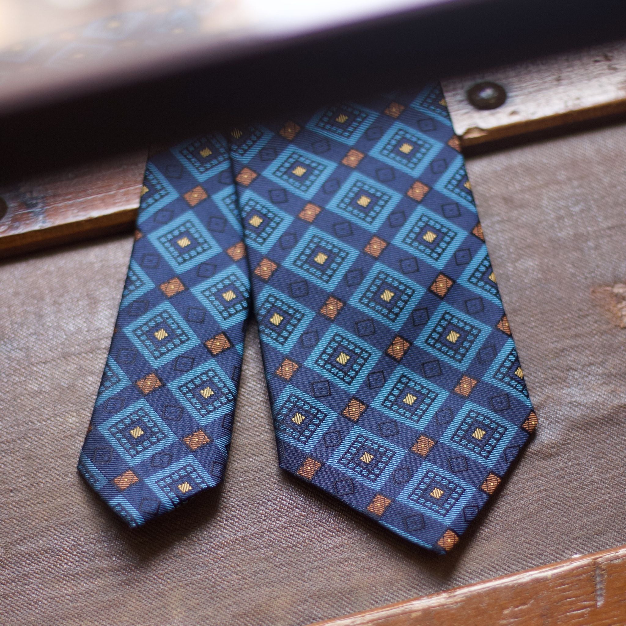 Cruciani & Bella - Silk - Blue, Light Blue, Brown and Gold Tie