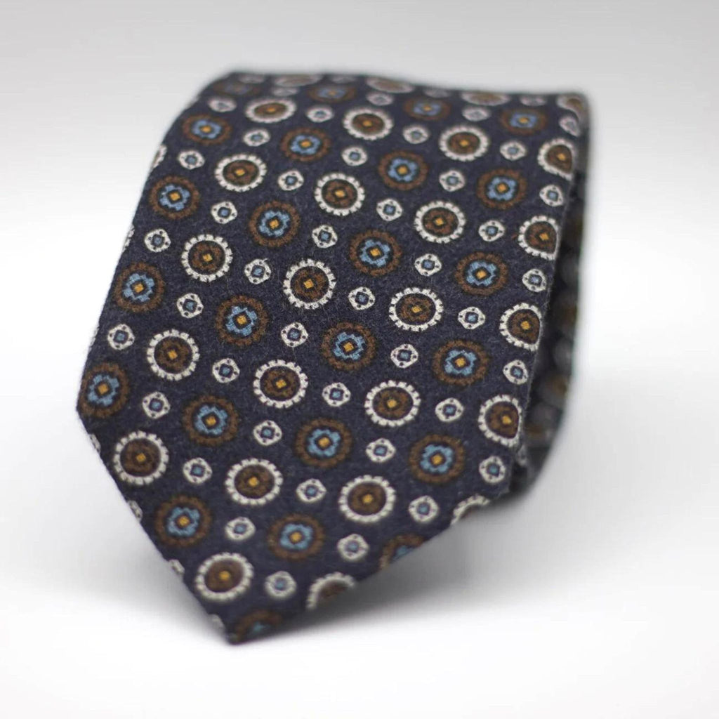 Blue with Brown, Blue, Yellow and White motif tie