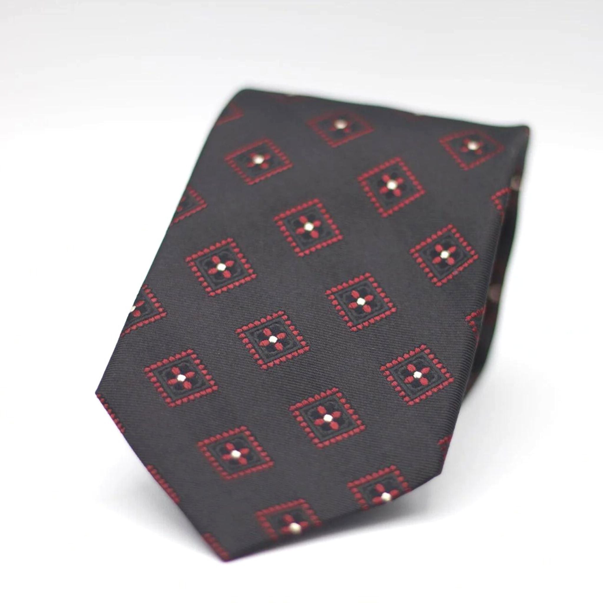 Black with Red and White motif tie
