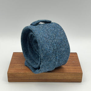 Drake's for Cruciani & Bella 100% Wool Unlined Light Blue Melange Tie Handmade in England 8 cm x 148 cm #0078