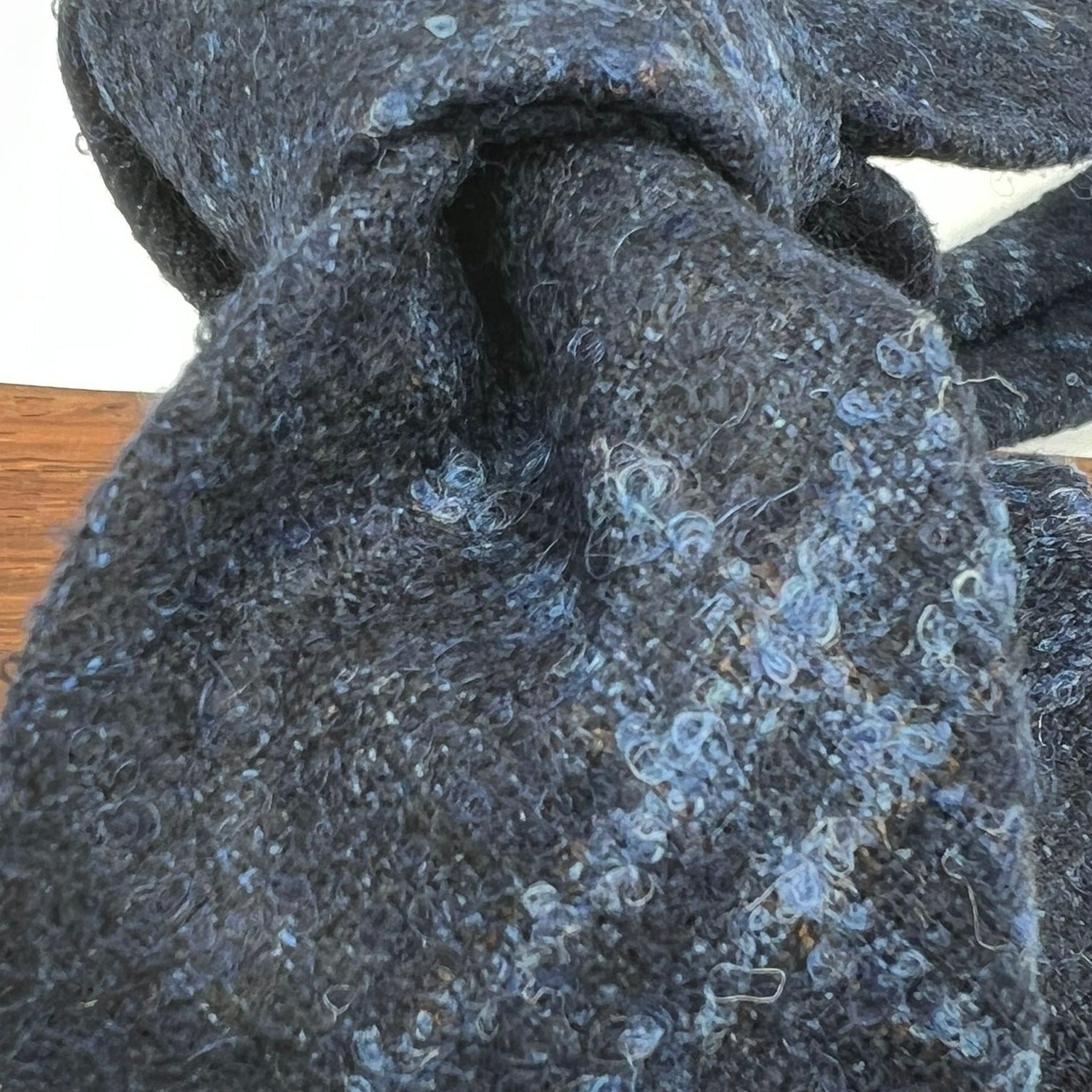 Drake's - Alpaca Wool Nylon  - Dark Blue and Light Blue Tartan Melange  Motif  Unlined Tie  #0079