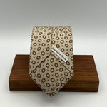 Drake's  -  Silk and Linen  - Beige and Light Brown Motif  Tie  #5382