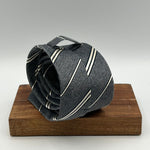 Drake's - Woven Silk -  Grey Melange, Blue and  Off White Stripes Tie #5268