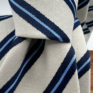 N.O.S. Cruciani & Bella - Silk - Off White, Blue and Light Blue  Stripes  Tie