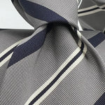 Drake's for Cruciani & Bella 100% Woven Silk Tipped  Light Grey, White and Blue Stripes Tie Handmade in England 8 cm x 148cm #5344