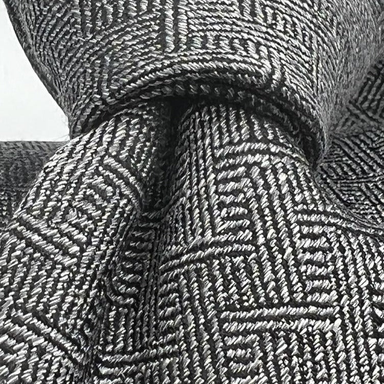 Drake's -  Silk  -  Light Grey, Herringbone Motif tie  #0046