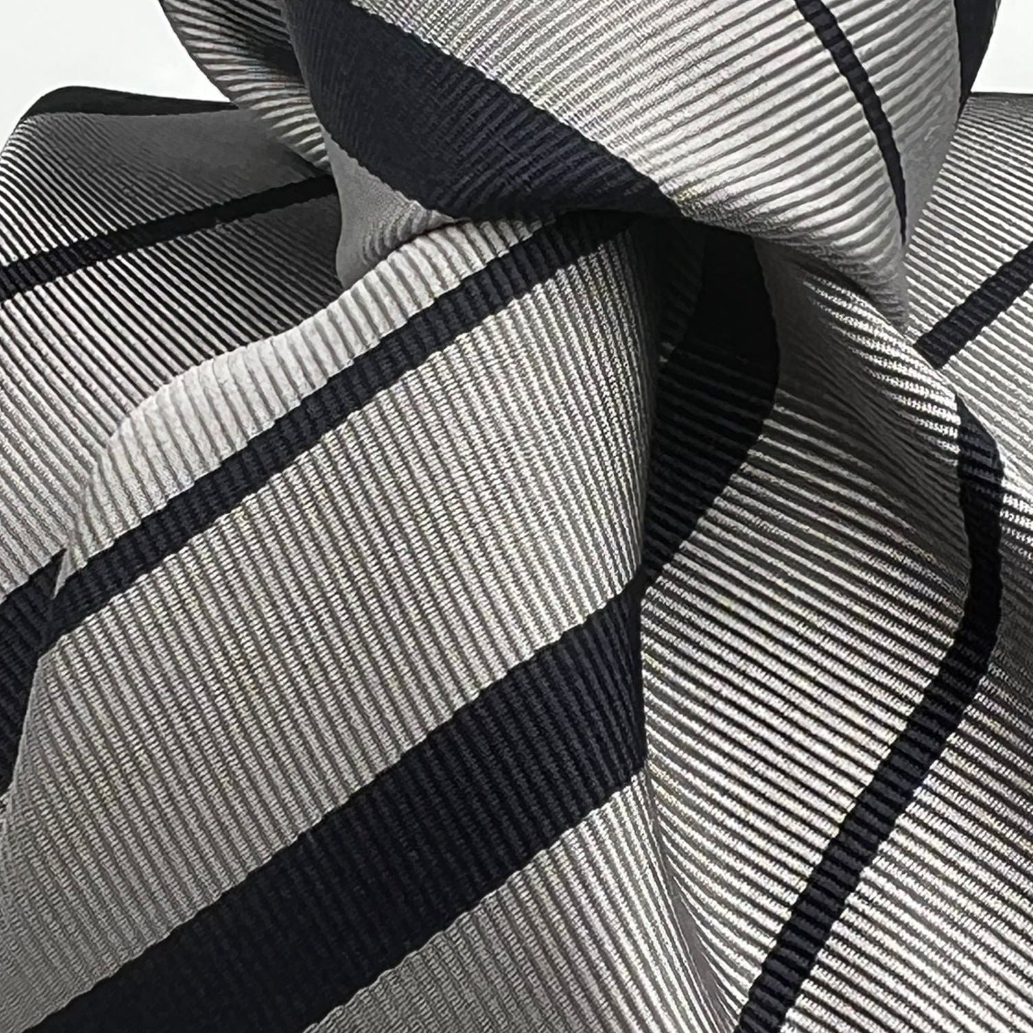 Drake's for Cruciani & Bella 100% Woven Silk Tipped  Light Grey and Blue Stripes Tie Handmade in England 8 cm x 148cm #5330