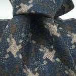 Drake's -  Wool - Blue, Light Grey and Brown Houndstooth Cheek Unlined Tie #6020