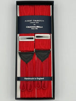 Albert Thurston for Cruciani & Bella Made in England Adjustable Sizing 40 mm Woven Barathea Red Moirè Plain Color Braces Braid ends Y-Shaped Nickel Fittings Size: XL