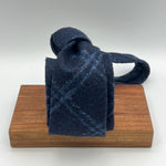 Drake's - Alpaca Wool Nylon  - Dark Blue and Light Blue Tartan Melange  Motif  Unlined Tie  #0079