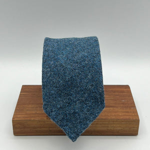 Drake's for Cruciani & Bella 100% Wool Unlined Light Blue Melange Tie Handmade in England 8 cm x 148 cm #0078