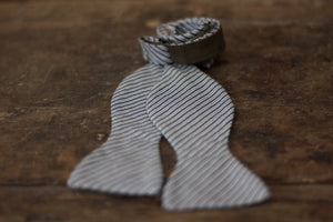 Noodles Bow Ties 100% Cotton  Blue and white Handcrafted in Italy coated metal hardware  olive green gabardine inside hand-stitched labels handmade boxes self-tie bow ties