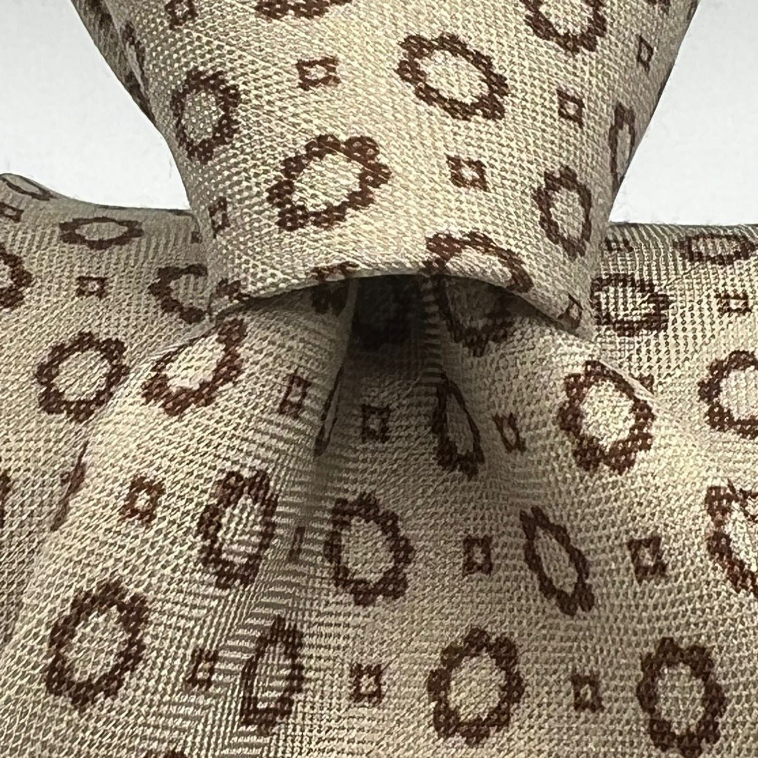 Drake's  -  Silk and Linen  - Beige and Light Brown Motif  Tie  #5382