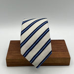 N.O.S. Cruciani & Bella - Silk - Off White, Blue and Light Blue  Stripes  Tie