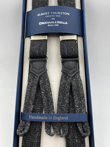 Albert Thurston for Cruciani & Bella Made in England Adjustable Sizing 25 mm elastic braces Grey Plain Melange Braid ends Y-Shaped Nickel Fittings Size: L