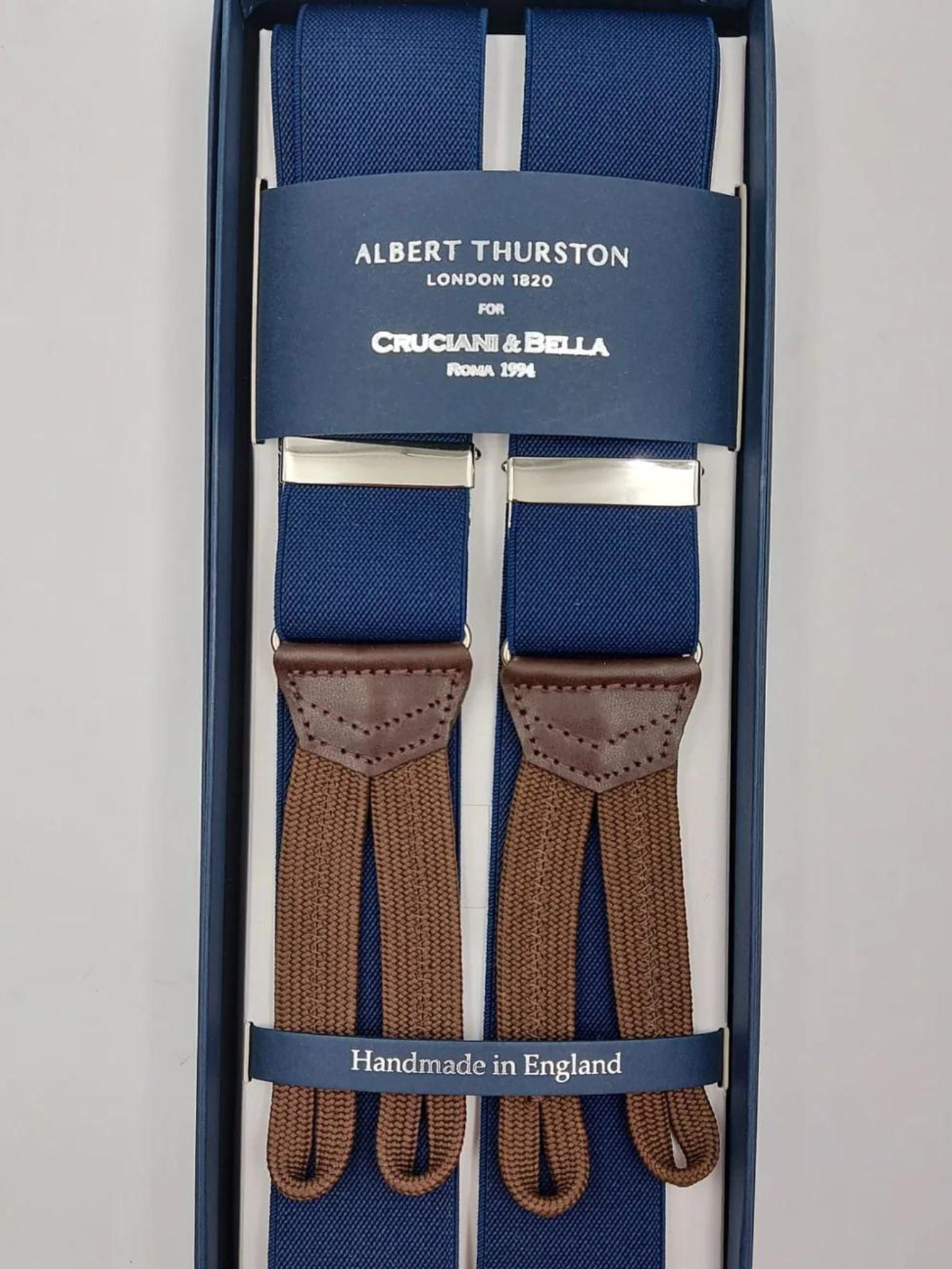 Albert Thurston - Elastic Braces - 35 mm - Blue Plain braces – Cruciani &  Bella