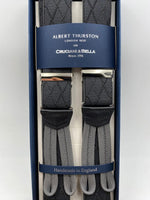 Albert Thurston for Cruciani & Bella Made in England Adjustable Sizing 35 mm elastic  braces Grey and Black  Rhombus braces Braid ends Y-Shaped Nickel Fittings Size: L