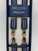 Albert Thurston for Cruciani & Bella Made in England Clip on Adjustable Sizing 25 mm elastic braces Multicolor Stripes X-Shaped Nickel Fittings Size: L