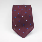 Cruciani & Bella 100% Silk Garza Fina Woven in Italy Unlined Hand rolled blades Burgundy, Blue and White Motif Handmade in Italy 8 cm x 150 cm